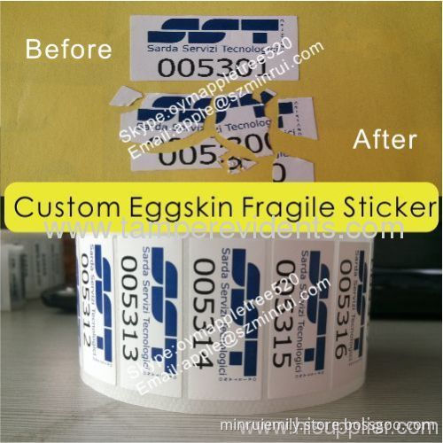 White Breakable Vinyl Paper Stickers,tamper Proof Eggshell Labels,custom Label Sticker Do Not Tamper 